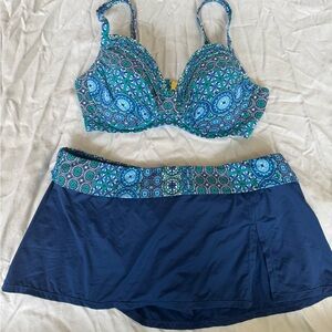 Bleu Rod Beattie Navy and Teal Swimwear Set